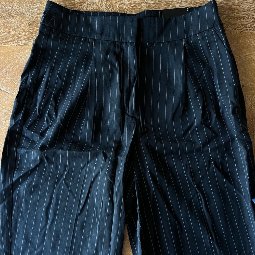 Express Black Pinstripe Ankle High Rise Slacks
